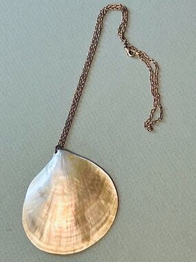 Iridescent Shell Pendant Necklace in Gold-Toned Finish Anthropologie 2022
